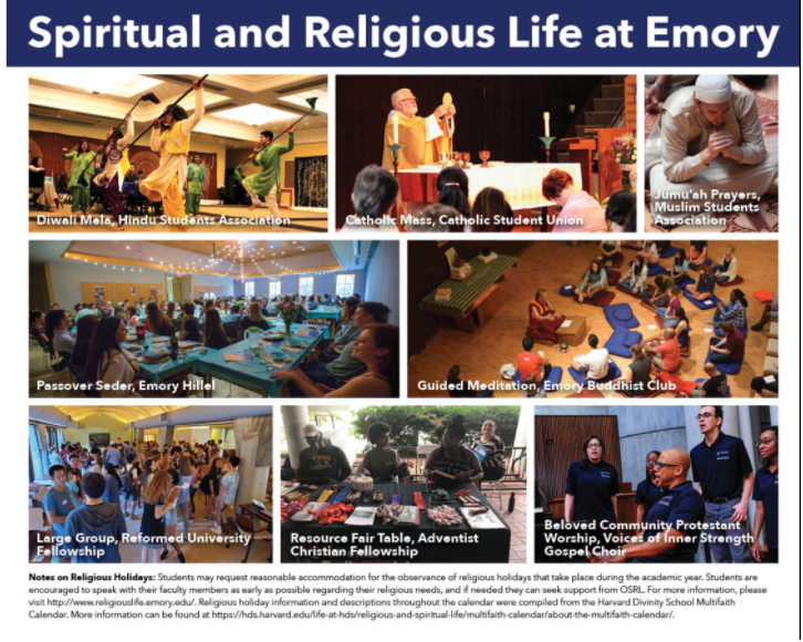A collage of images from the spiritual and religious life department